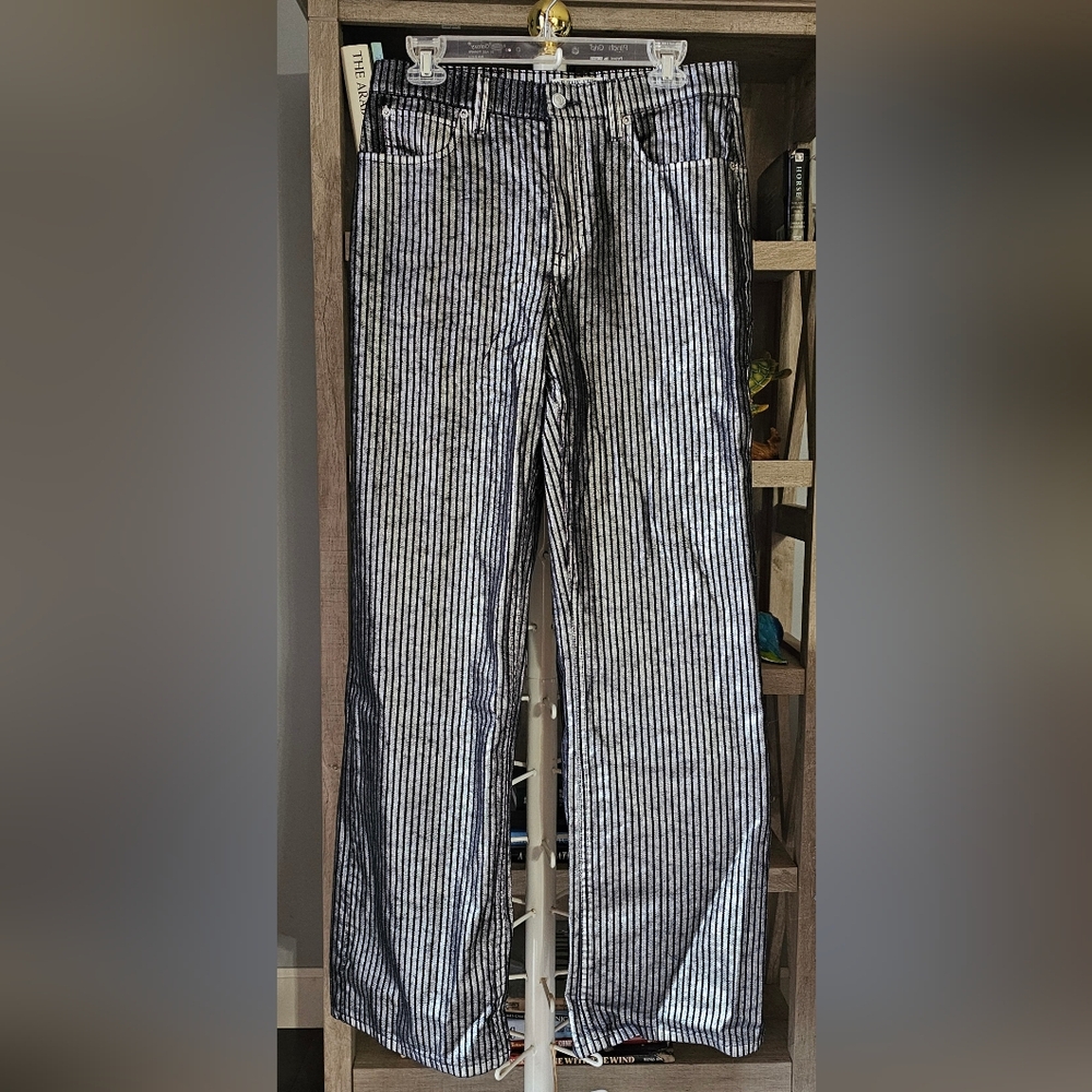 Free People We The Free Tinsley Metallic Stripe Baggy Jeans Size 29